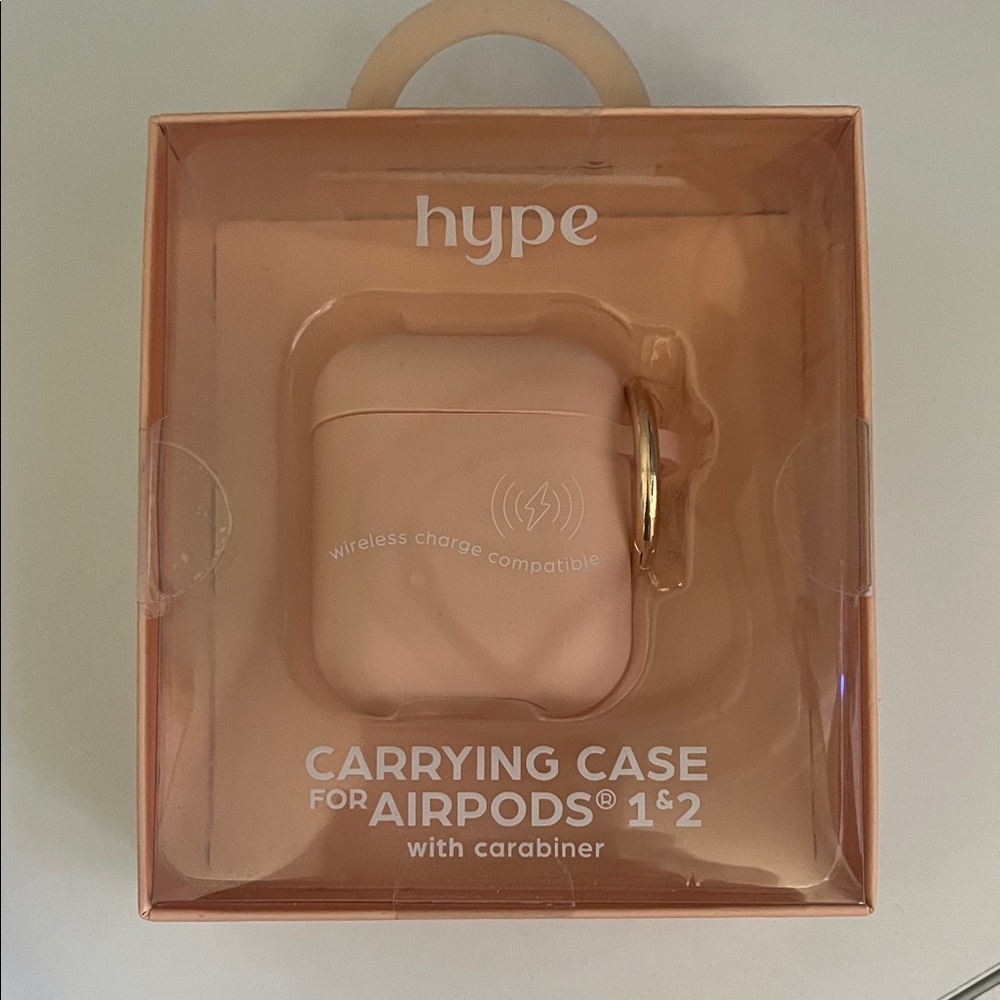Hype Blush Pink AirPods Carrying Case with Gold Carabiner
